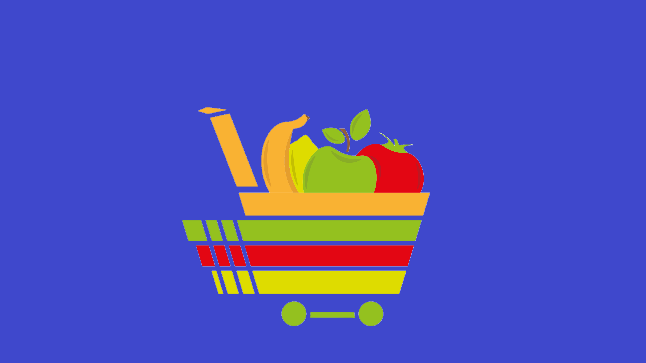 Purchasing Power blog logo as stylized grocery cart with fruit inside